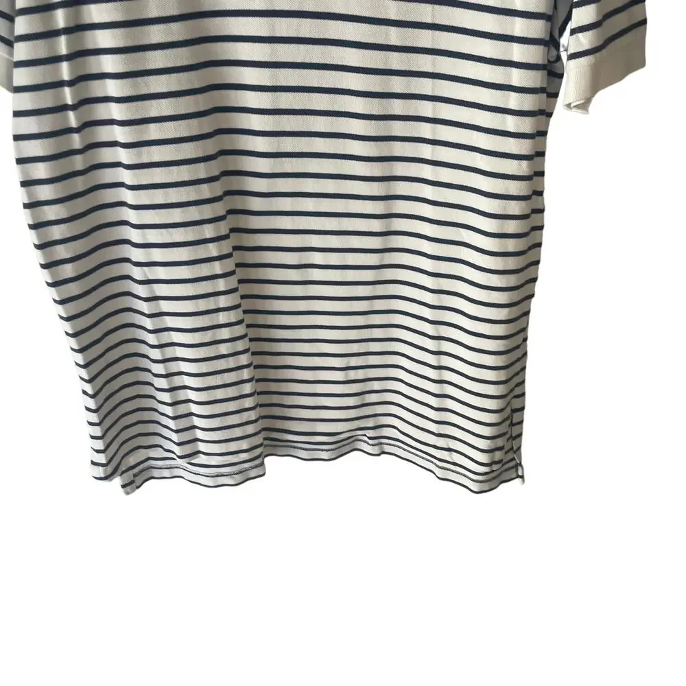 Polo By Ralph Lauren Men's Size Large White Blue Striped Short Sleeve Polo‎